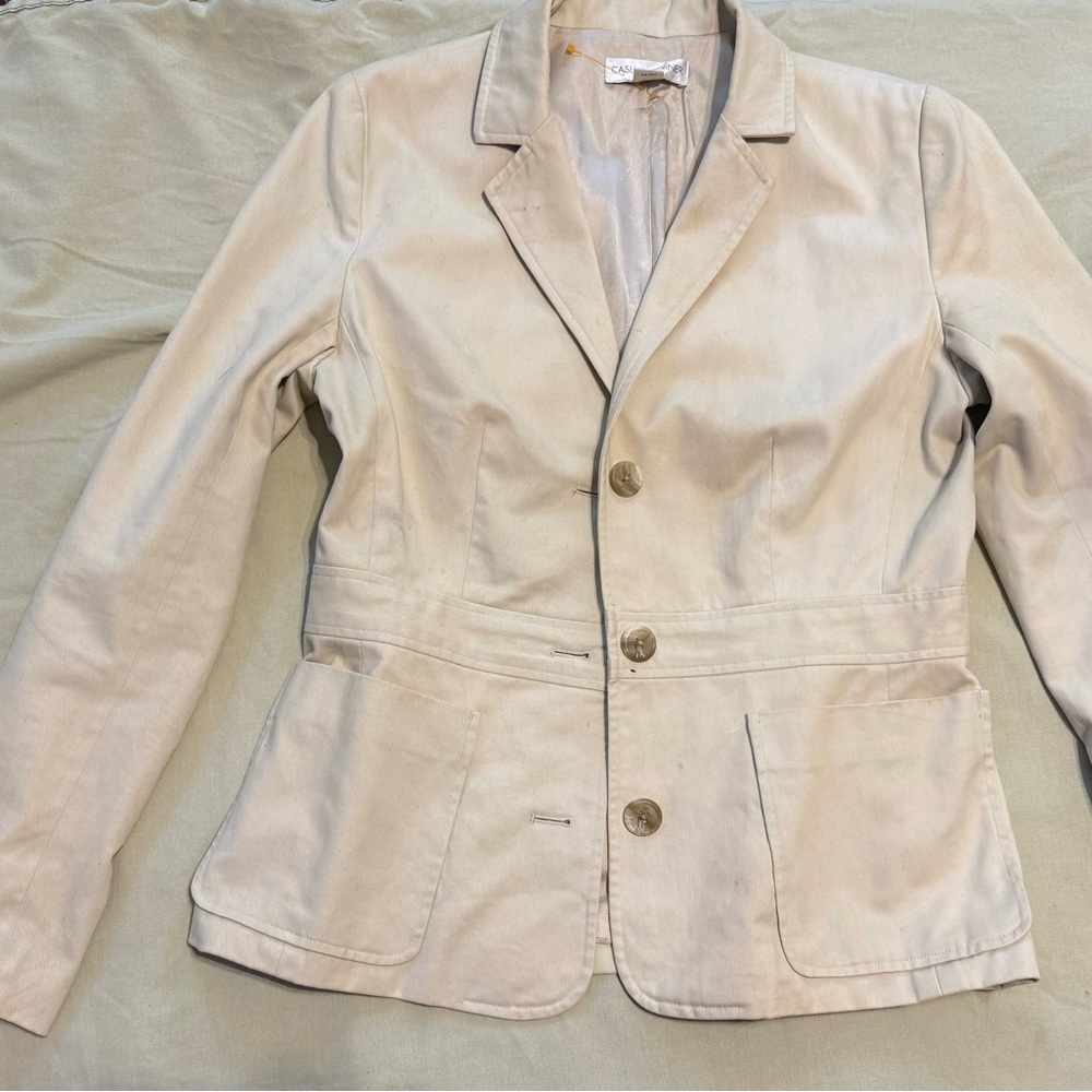 Casual Corner Beige Button-Up Blazer